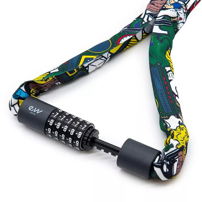 eWheel számzáras rollerzár (5 digites, multicolor mintás szövet) 2